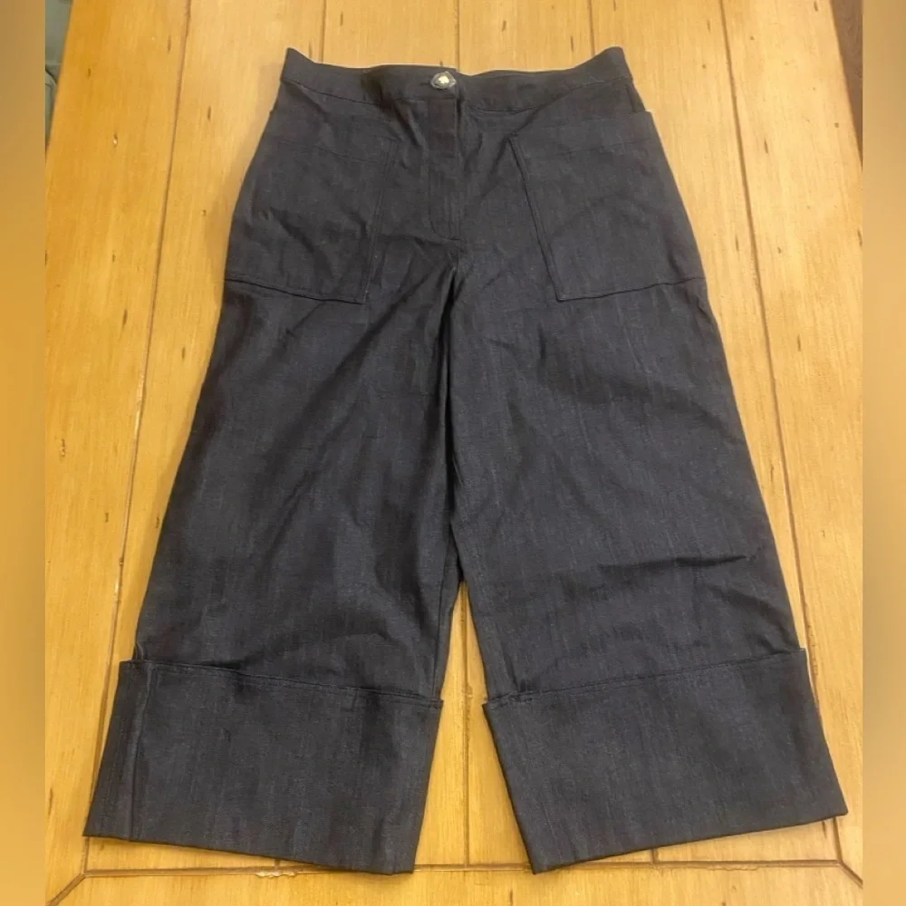 Kate Spade Women’s Cuffed Cropped Coullotte Blue Jeans New Size 14 defaced